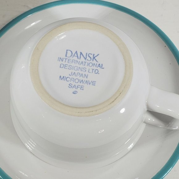 2 Dansk Costa Del Sol Tea Coffee Cups and Saucers aqua pink sunshine rays - Picture 6 of 9